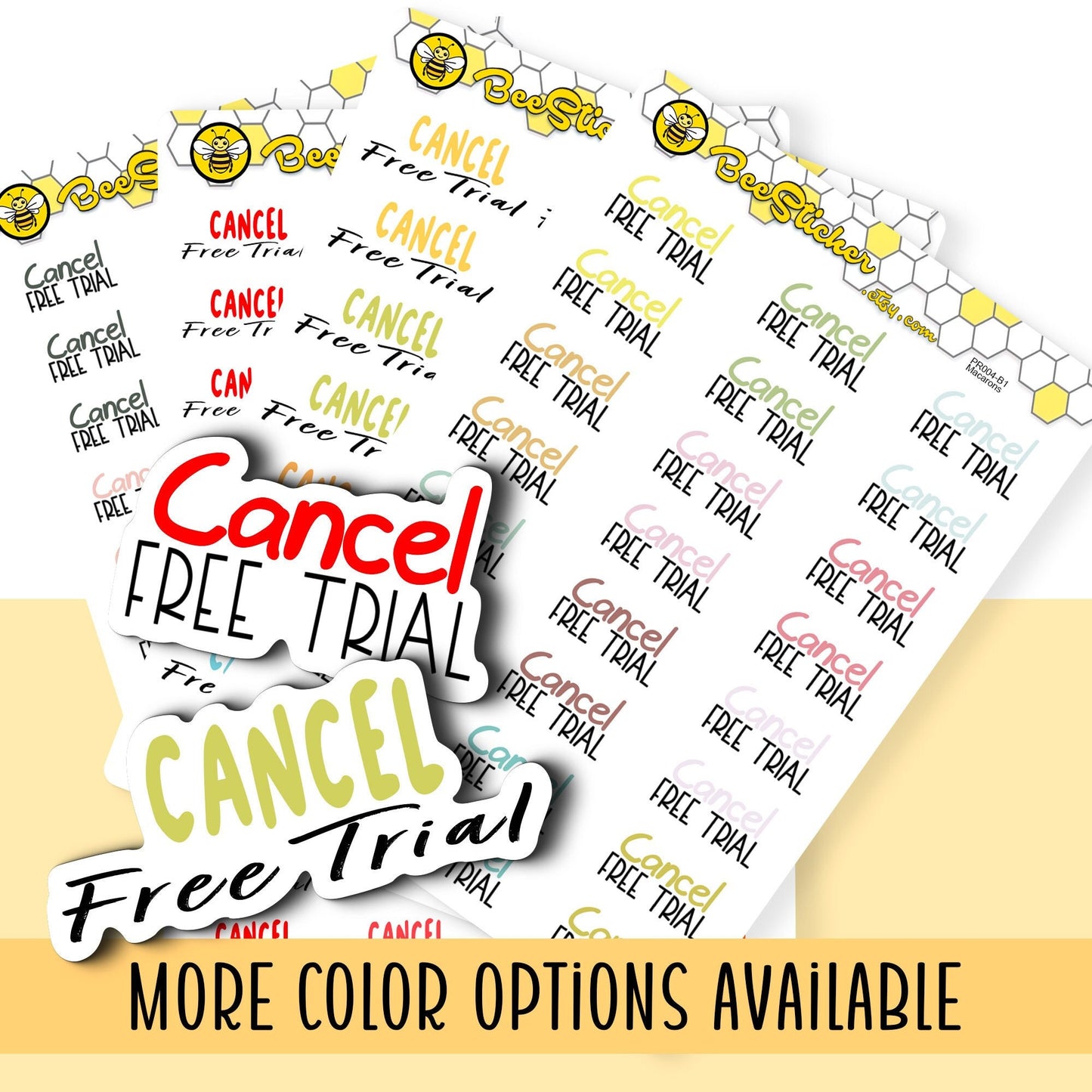 Cancel Free Trial Stickers | Choose from 2 fonts and multiple colors | Planner Stickers | PD004