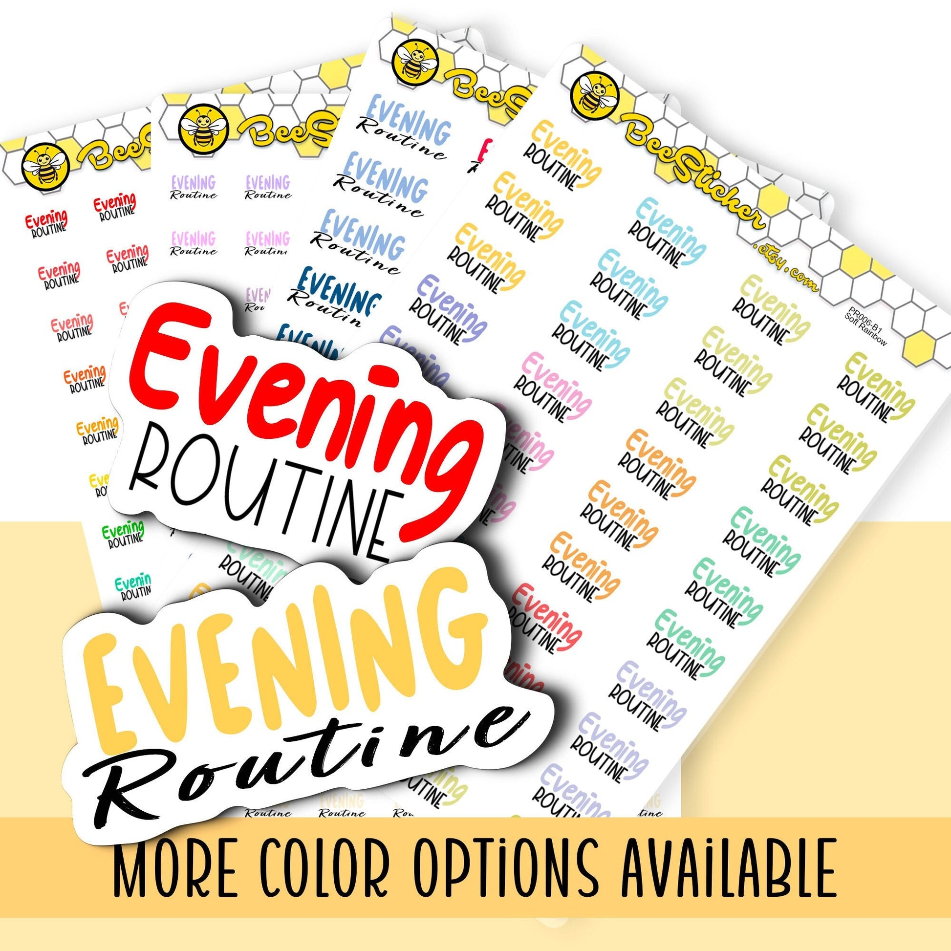 Evening Routine Stickers | Choose from 2 fonts and multiple colors | Planner Stickers | PD006