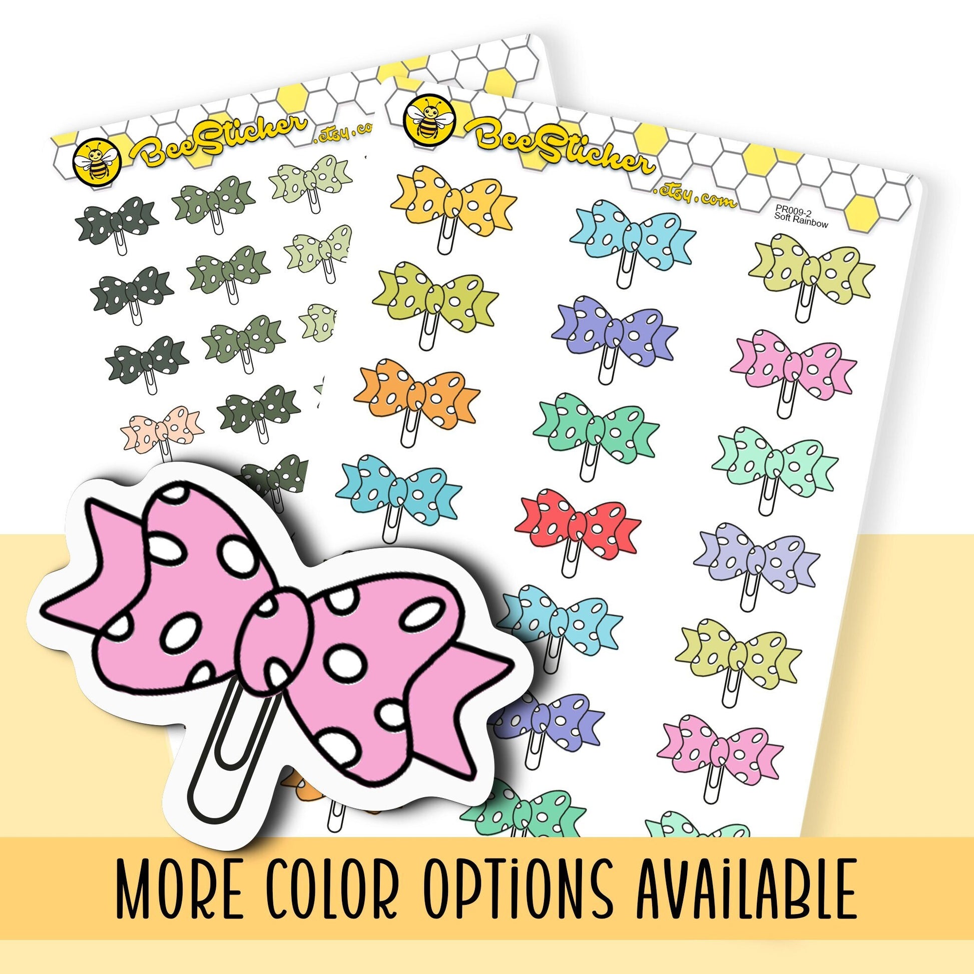 Bow Paper Clip Planner Stickers | Choose from multiple colors | Planner Stickers | PD009