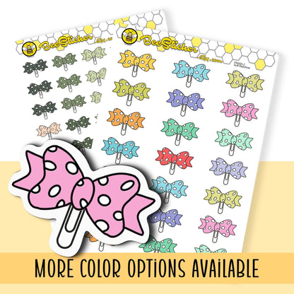 Bow Paper Clip Planner Stickers | Choose from multiple colors | Planner Stickers | PD009