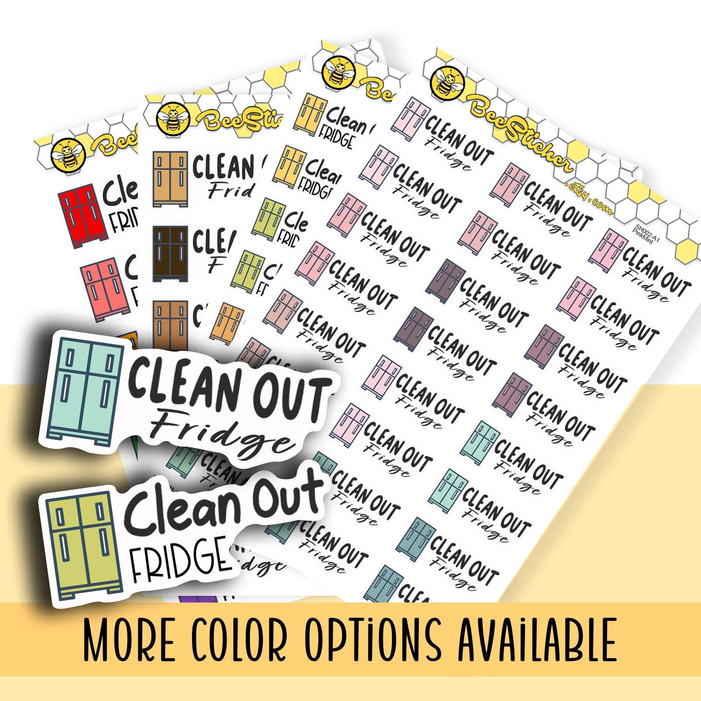 Clean Out Fridge Stickers | Choose from 2 fonts and multiple colors | Planner Stickers | SP010