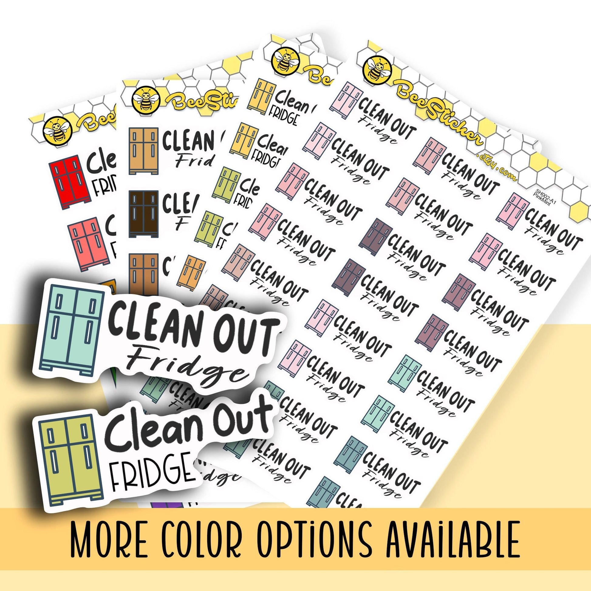 Clean Out Fridge Stickers | Choose from 2 fonts and multiple colors | Planner Stickers | SP010