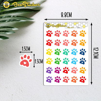 Paw Print Icon Stickers | Choose from multiple colors | Planner Stickers | FP009