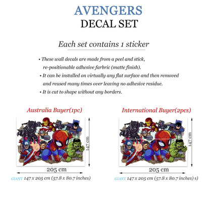 Bursting Avengers Super heroes Spiderman Iron Man Hulk Captain America 3D Smashed Wall Decal