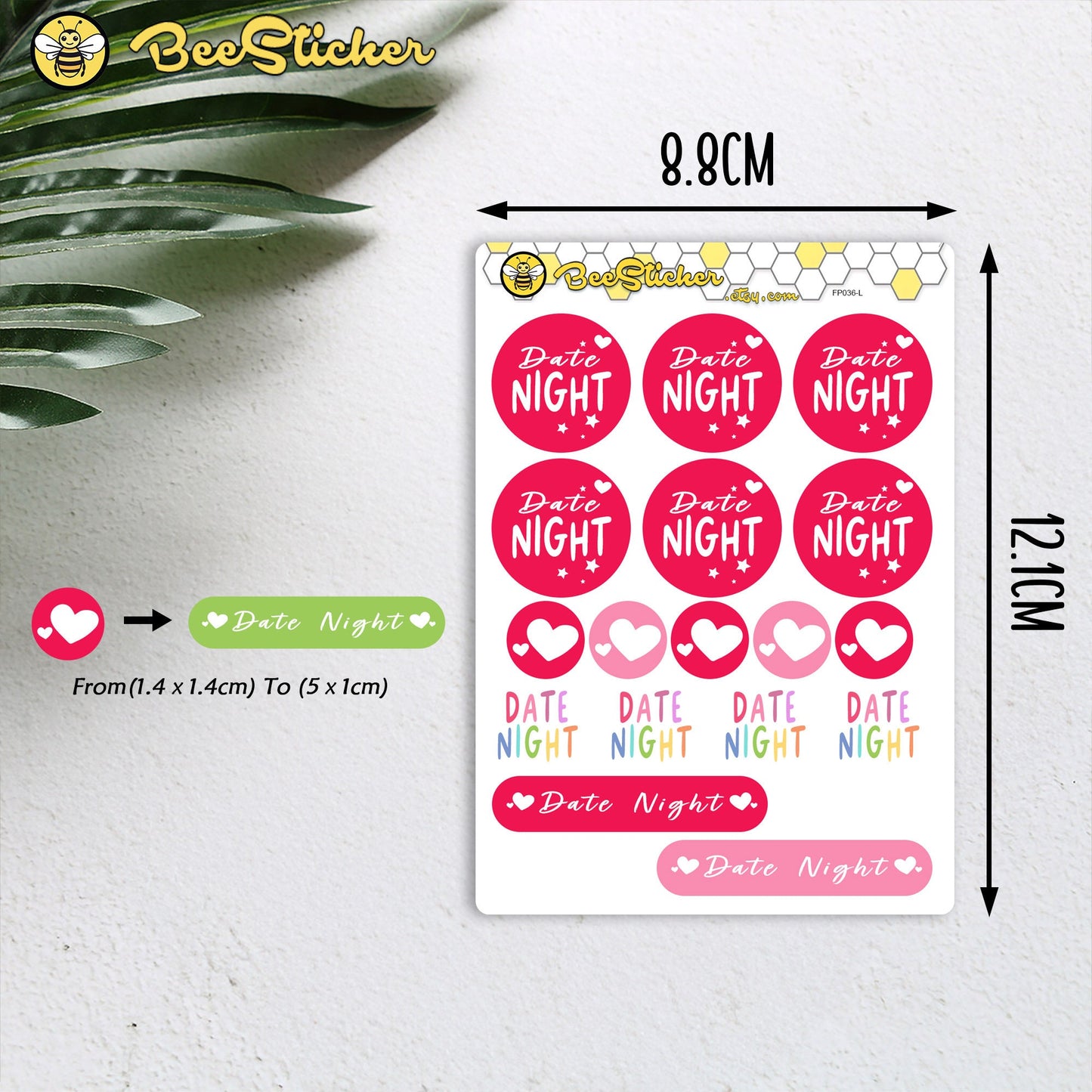 Date Night Stickers | Choose from multiple colors | Planner Stickers | FP036