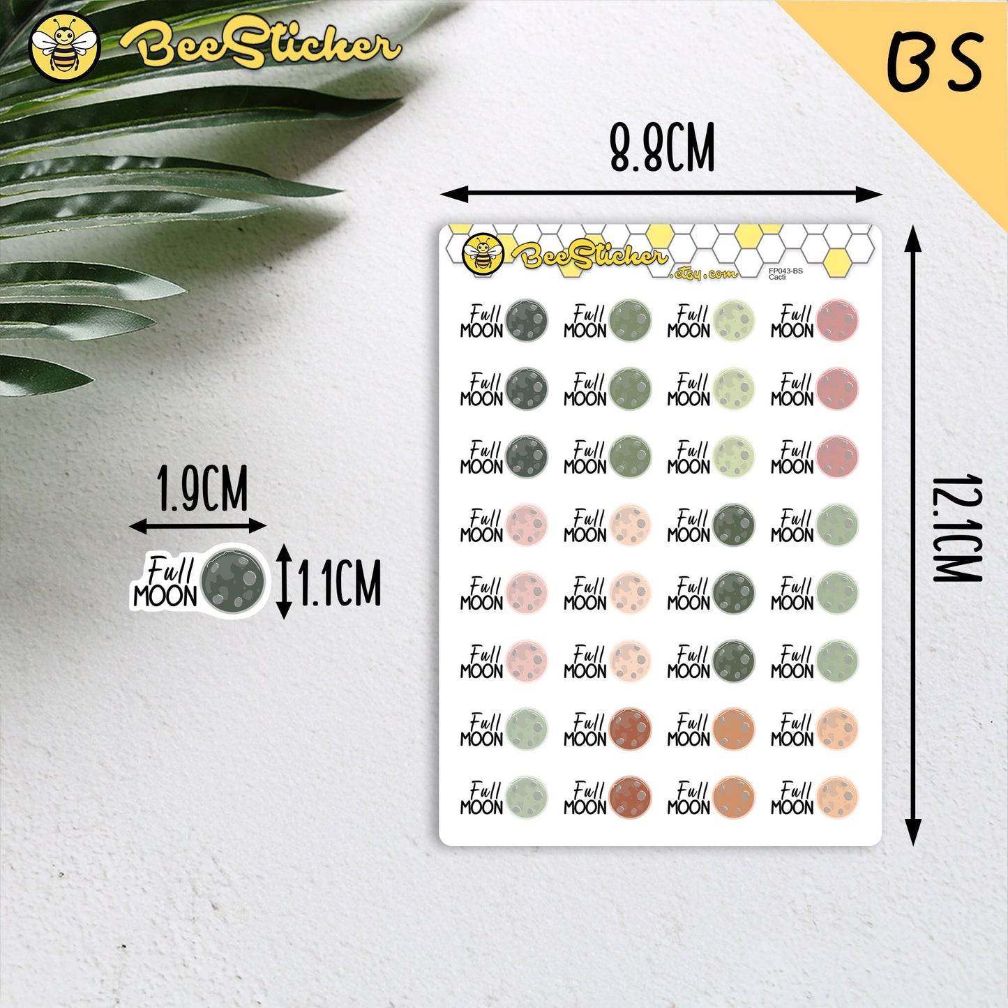 Full Moon Stickers | Choose from multiple colors | Planner Stickers | FP043