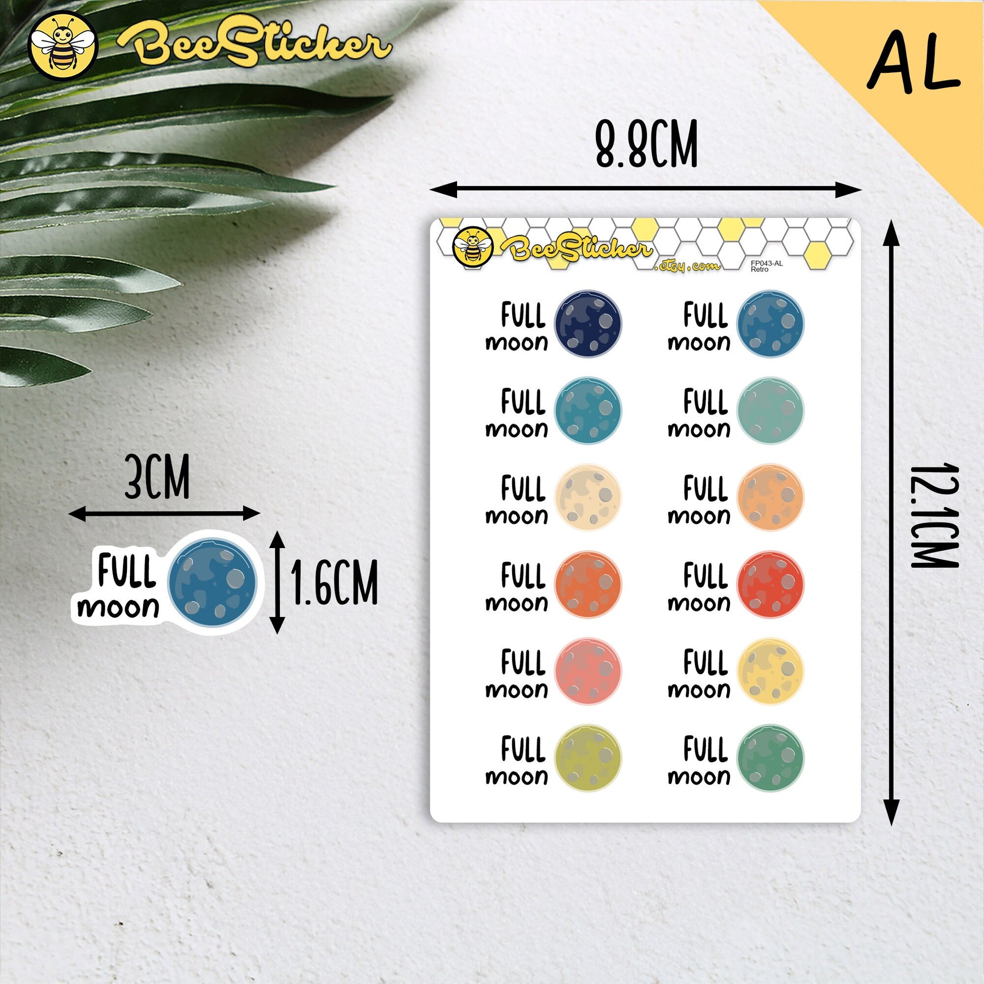 Full Moon Stickers | Choose from multiple colors | Planner Stickers | FP043