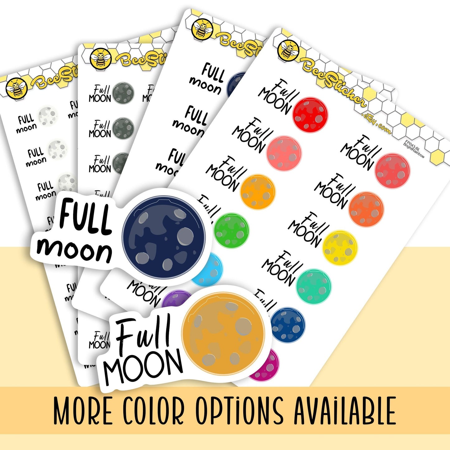 Full Moon Stickers | Choose from multiple colors | Planner Stickers | FP043