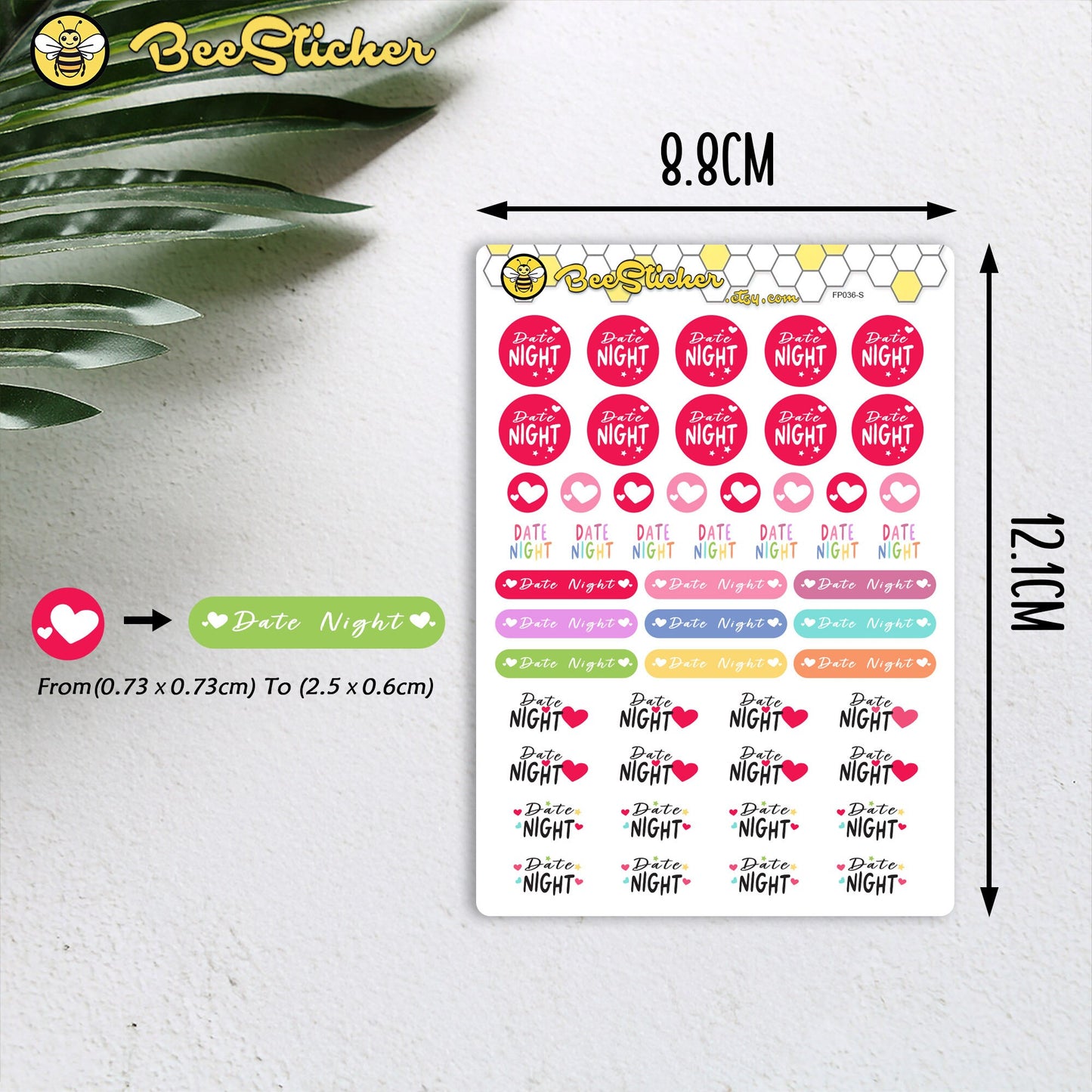 Date Night Stickers | Choose from multiple colors | Planner Stickers | FP036