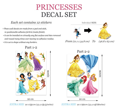 Enchanting Princesses & Fairies Wall Decal Collection - Removable Peel and Stick