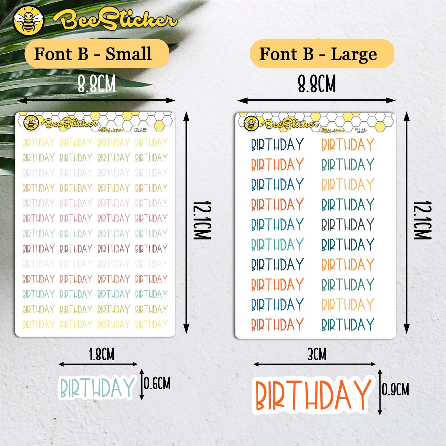 Birthday Planner Stickers | Choose from multiple colors and fonts | Planner Stickers | FP013
