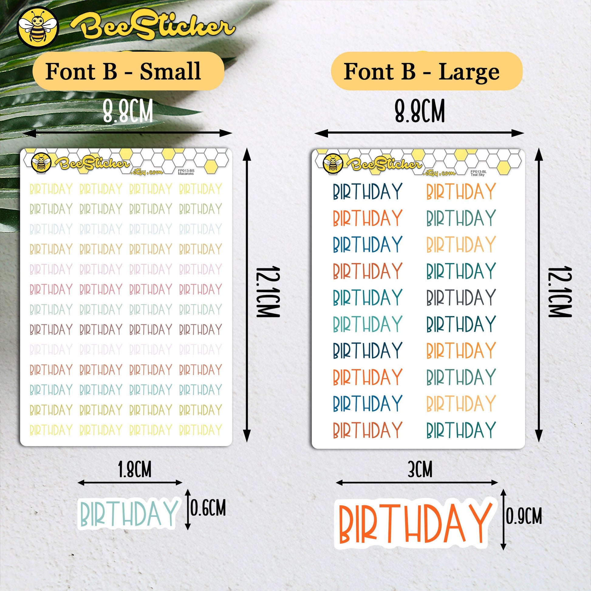 Birthday Planner Stickers | Choose from multiple colors and fonts | Planner Stickers | FP013