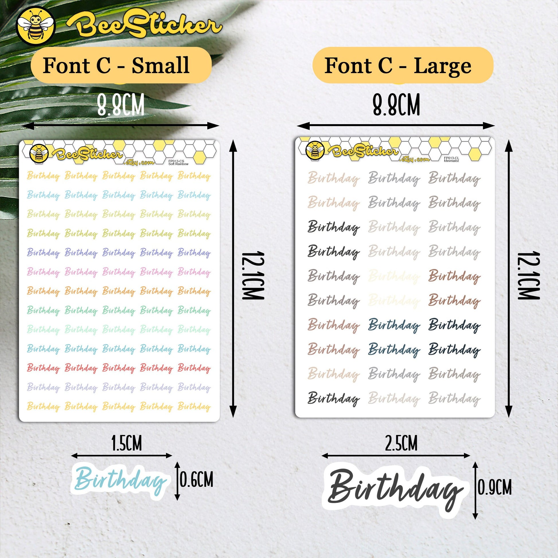 Birthday Planner Stickers | Choose from multiple colors and fonts | Planner Stickers | FP013