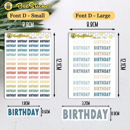 Birthday Planner Stickers | Choose from multiple colors and fonts | Planner Stickers | FP013