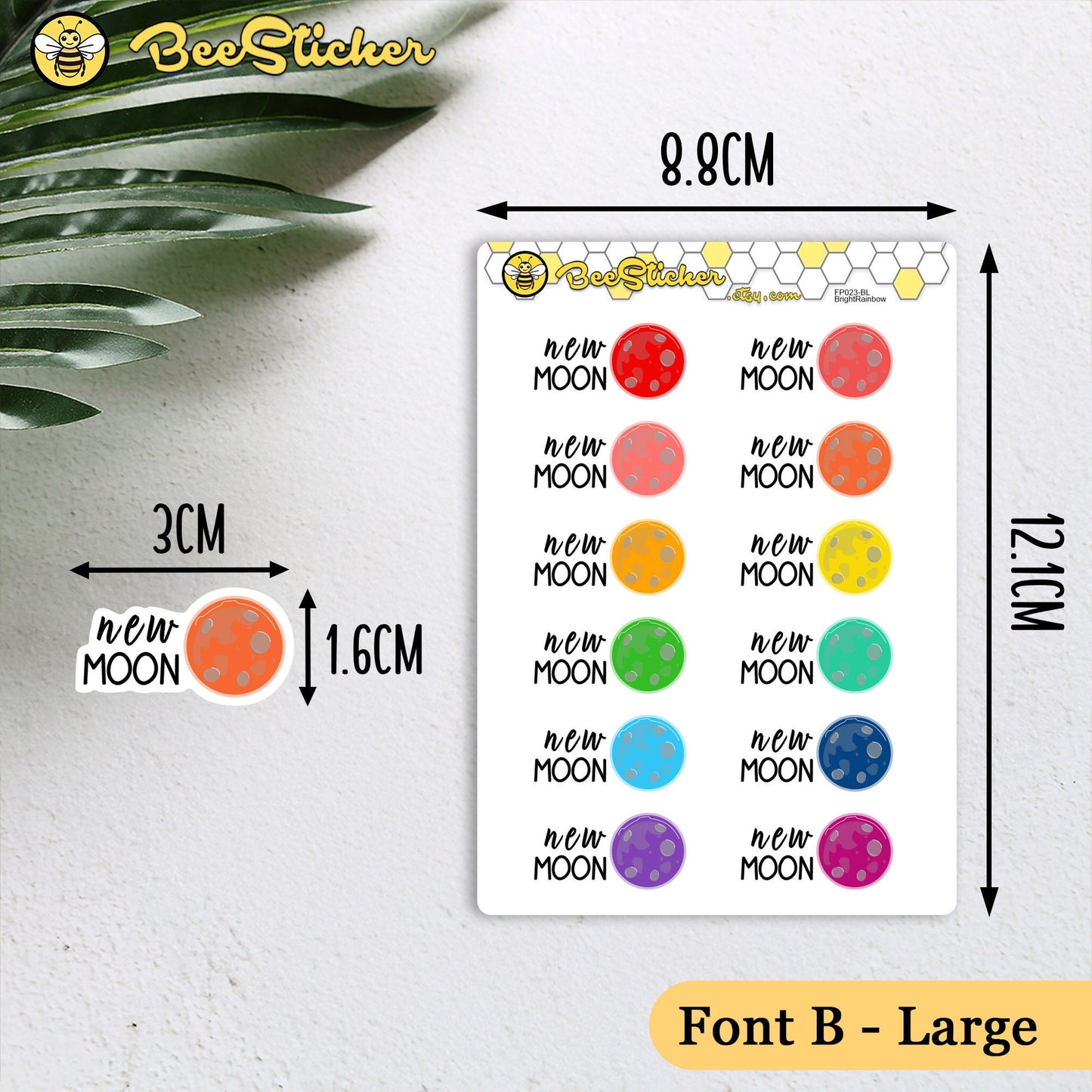 New Moon Stickers | Choose from multiple colors | Planner Stickers | FP023