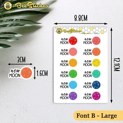 New Moon Stickers | Choose from multiple colors | Planner Stickers | FP023