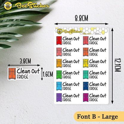 Clean Out Fridge Stickers | Choose from 2 fonts and multiple colors | Planner Stickers | SP010