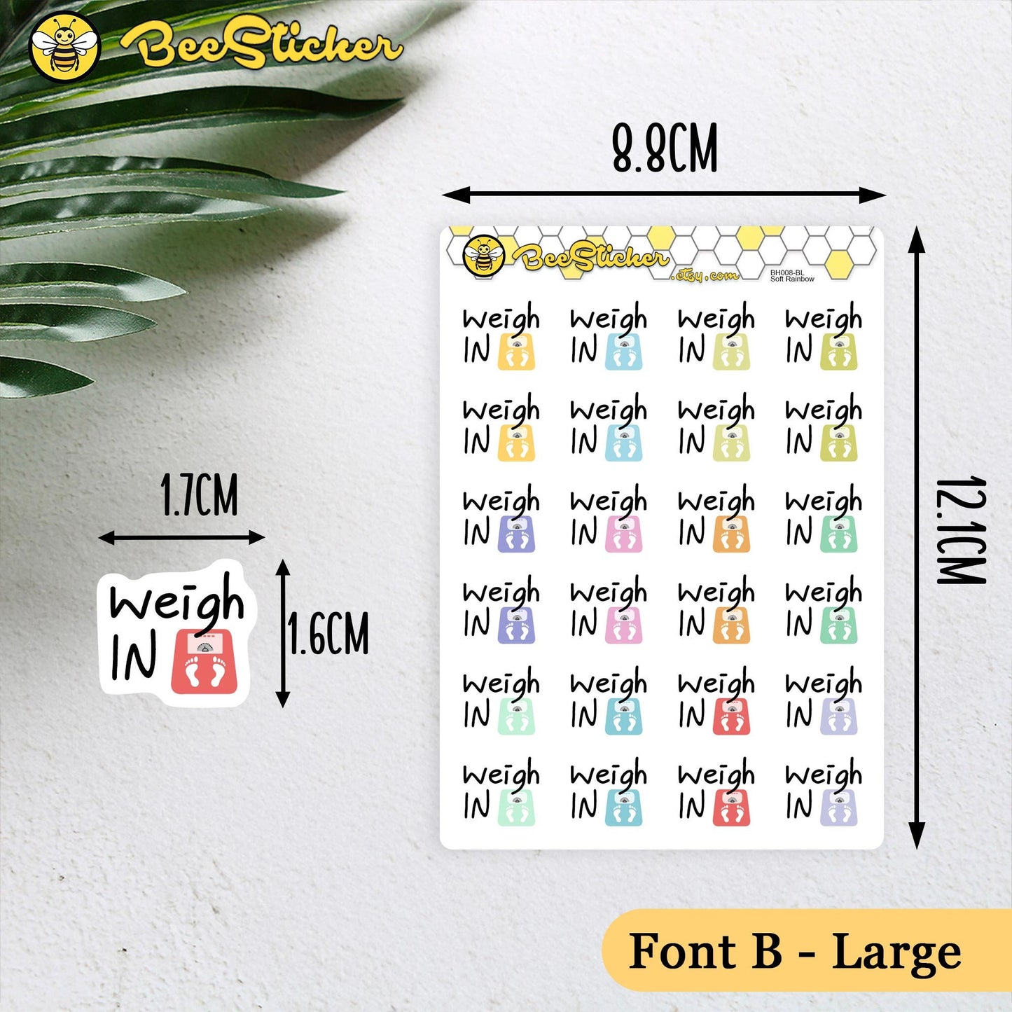 Weigh In Stickers | Choose from 2 fonts and multiple colors | Planner Stickers | BH008