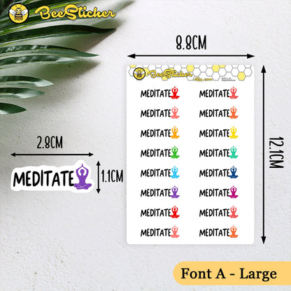 Meditate Stickers | Choose from 2 fonts and multiple colors | Planner Stickers | BH011