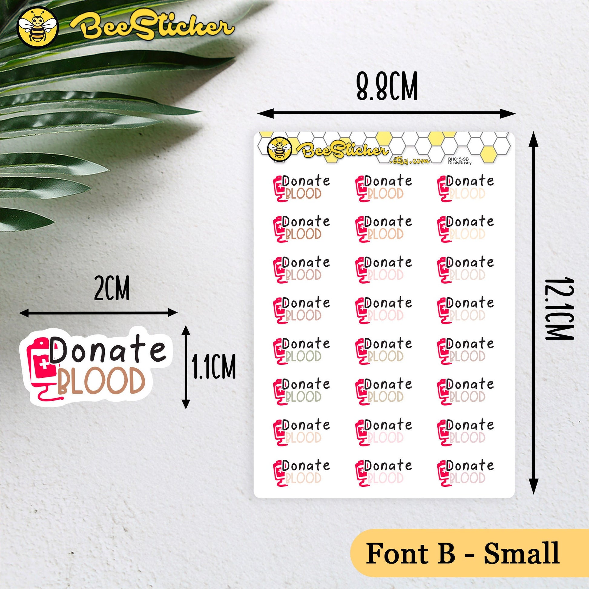 Donate Blood Stickers | Choose from 2 fonts and multiple colors | Planner Stickers | BH015