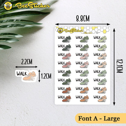 Walk Planner Stickers| Choose from 2 fonts and multiple colors | Planner Stickers | BH029