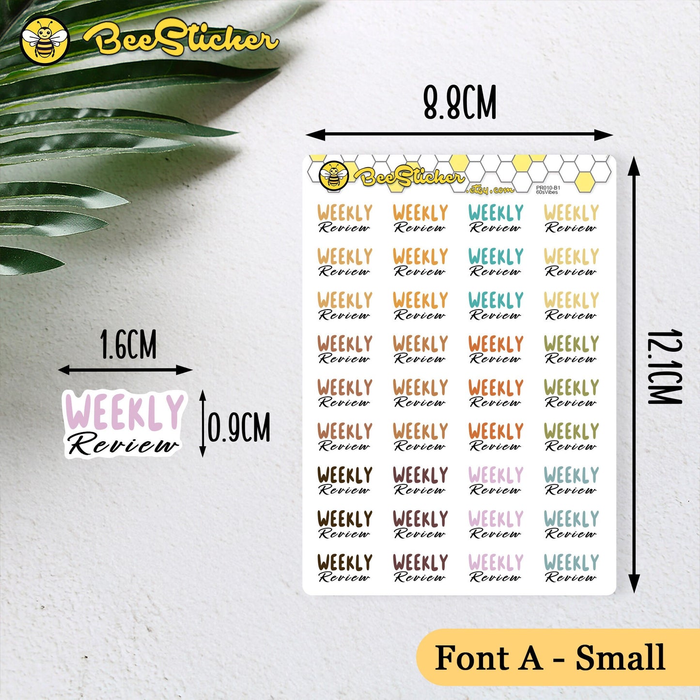 Weekly Review Stickers | Choose from 2 fonts and multiple colors | Planner Stickers | PD010