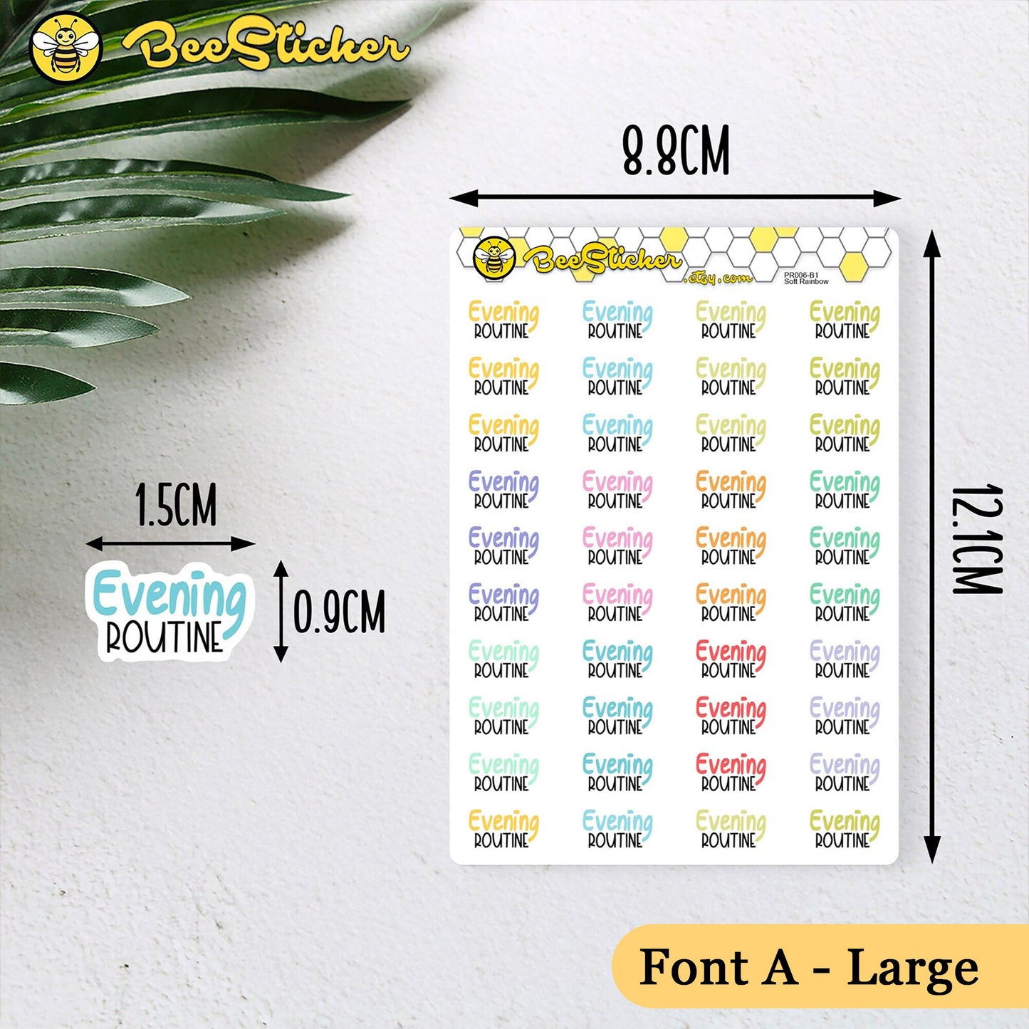 Evening Routine Stickers | Choose from 2 fonts and multiple colors | Planner Stickers | PD006