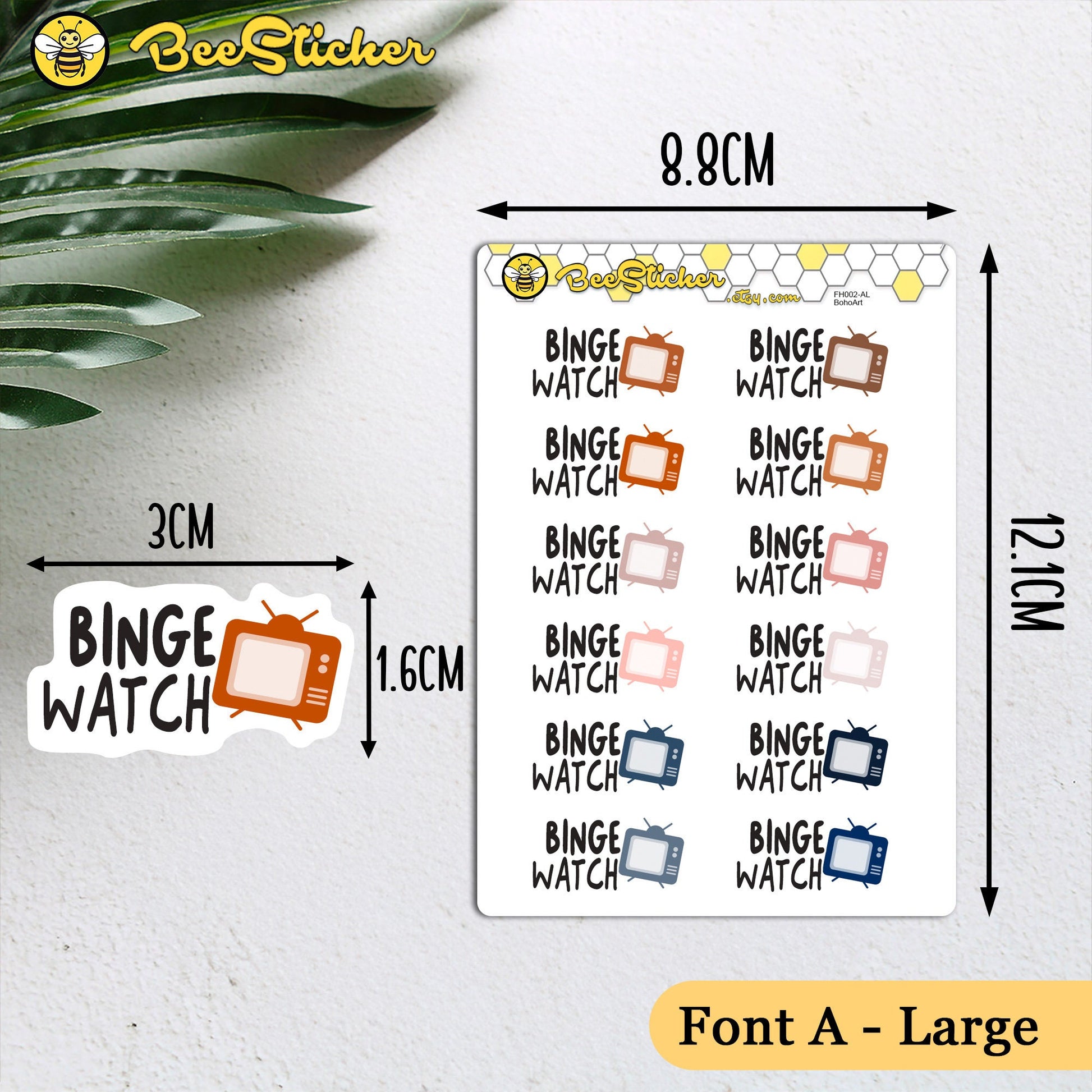 Binge Watch Stickers | Choose from 2 fonts and multiple colors | Planner Stickers | FP002