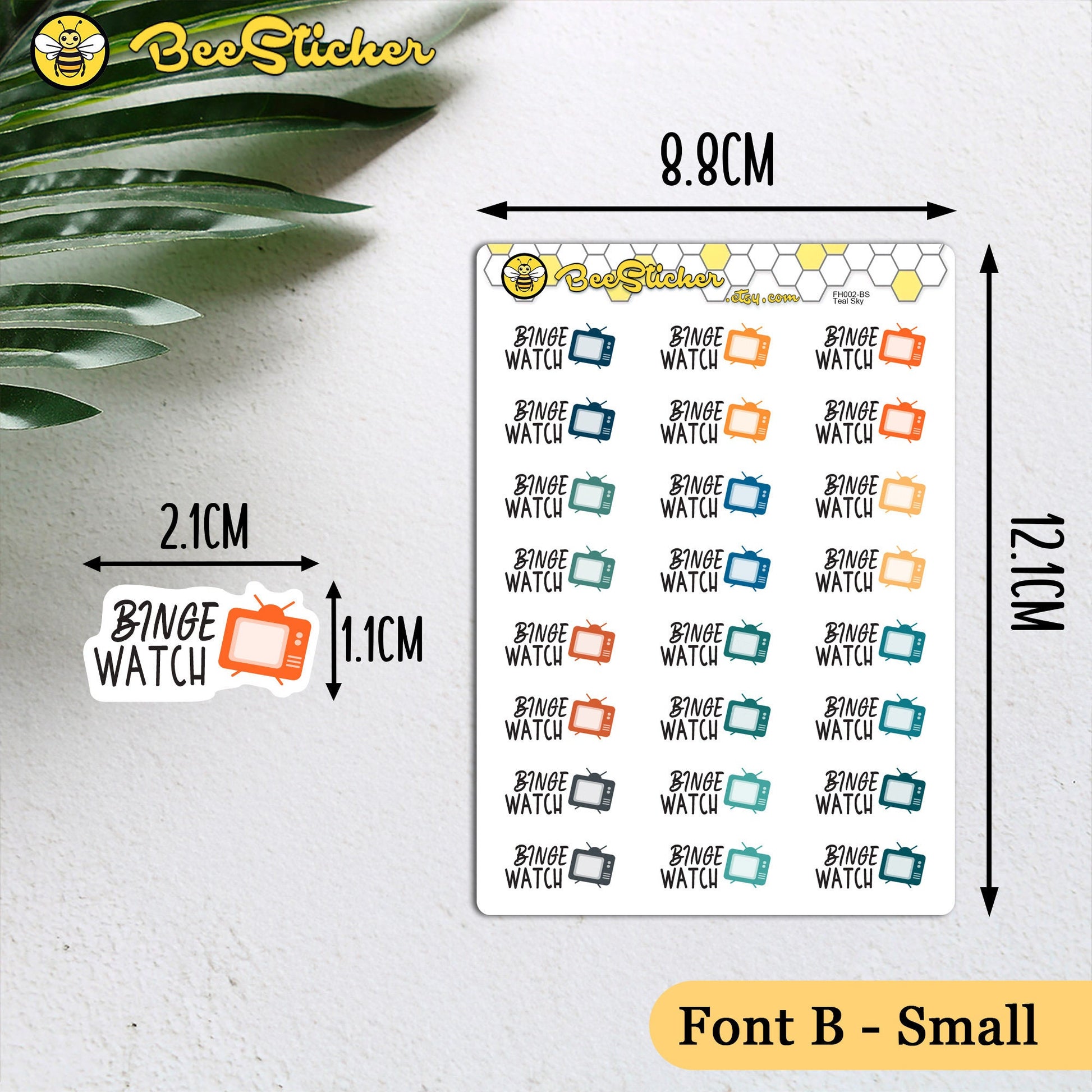 Binge Watch Stickers | Choose from 2 fonts and multiple colors | Planner Stickers | FP002