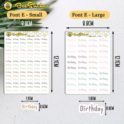 Birthday Planner Stickers | Choose from multiple colors and fonts | Planner Stickers | FP013