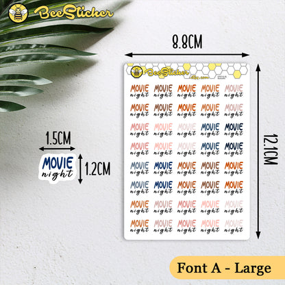 Movie Night Stickers | Choose from multiple colors | Planner Stickers | FP019