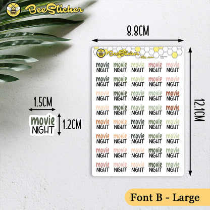 Movie Night Stickers | Choose from multiple colors | Planner Stickers | FP019