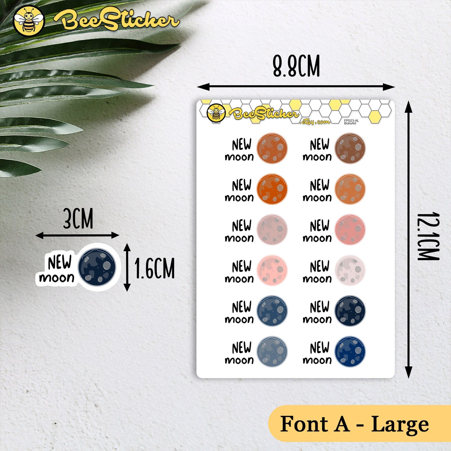 New Moon Stickers | Choose from multiple colors | Planner Stickers | FP023