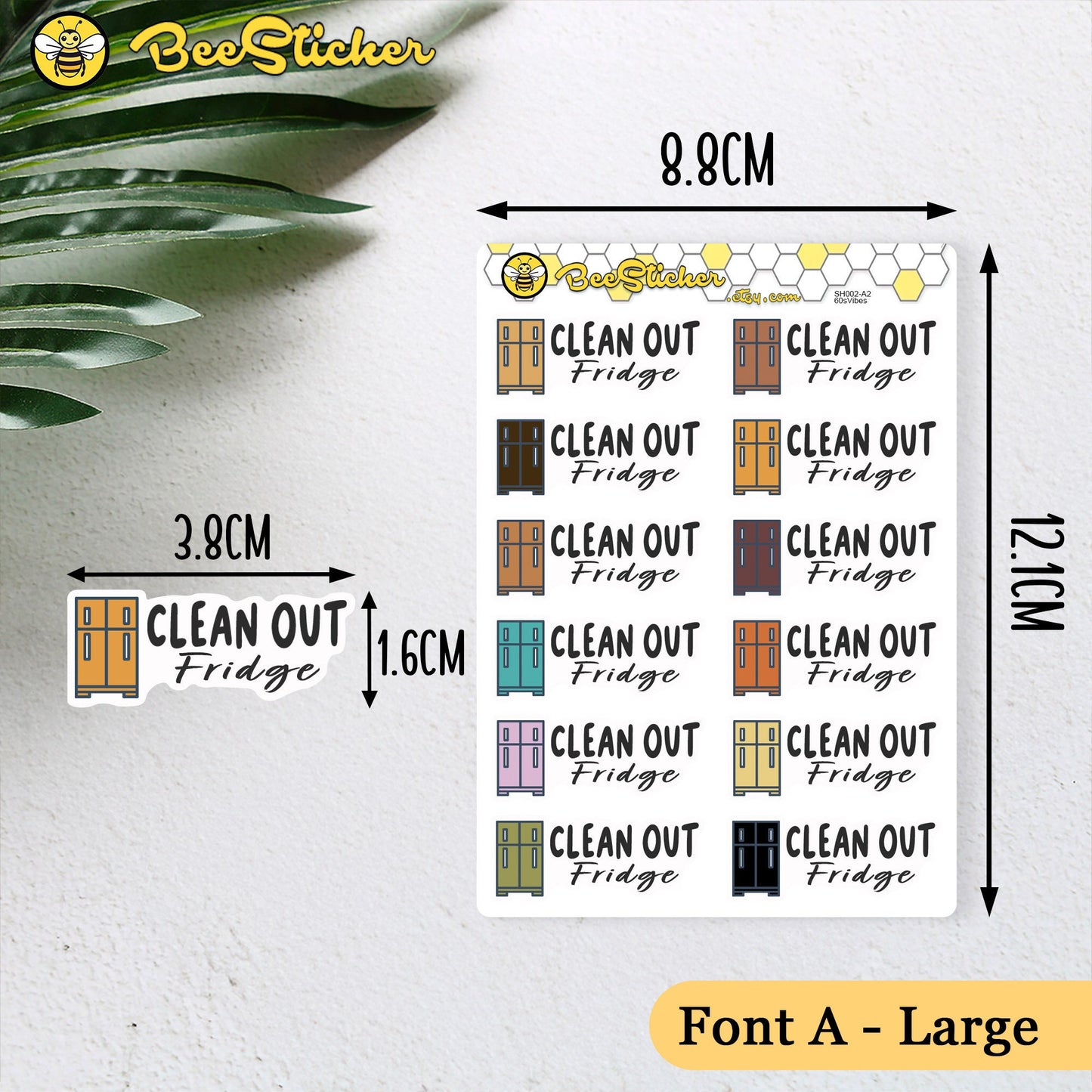 Clean Out Fridge Stickers | Choose from 2 fonts and multiple colors | Planner Stickers | SP010