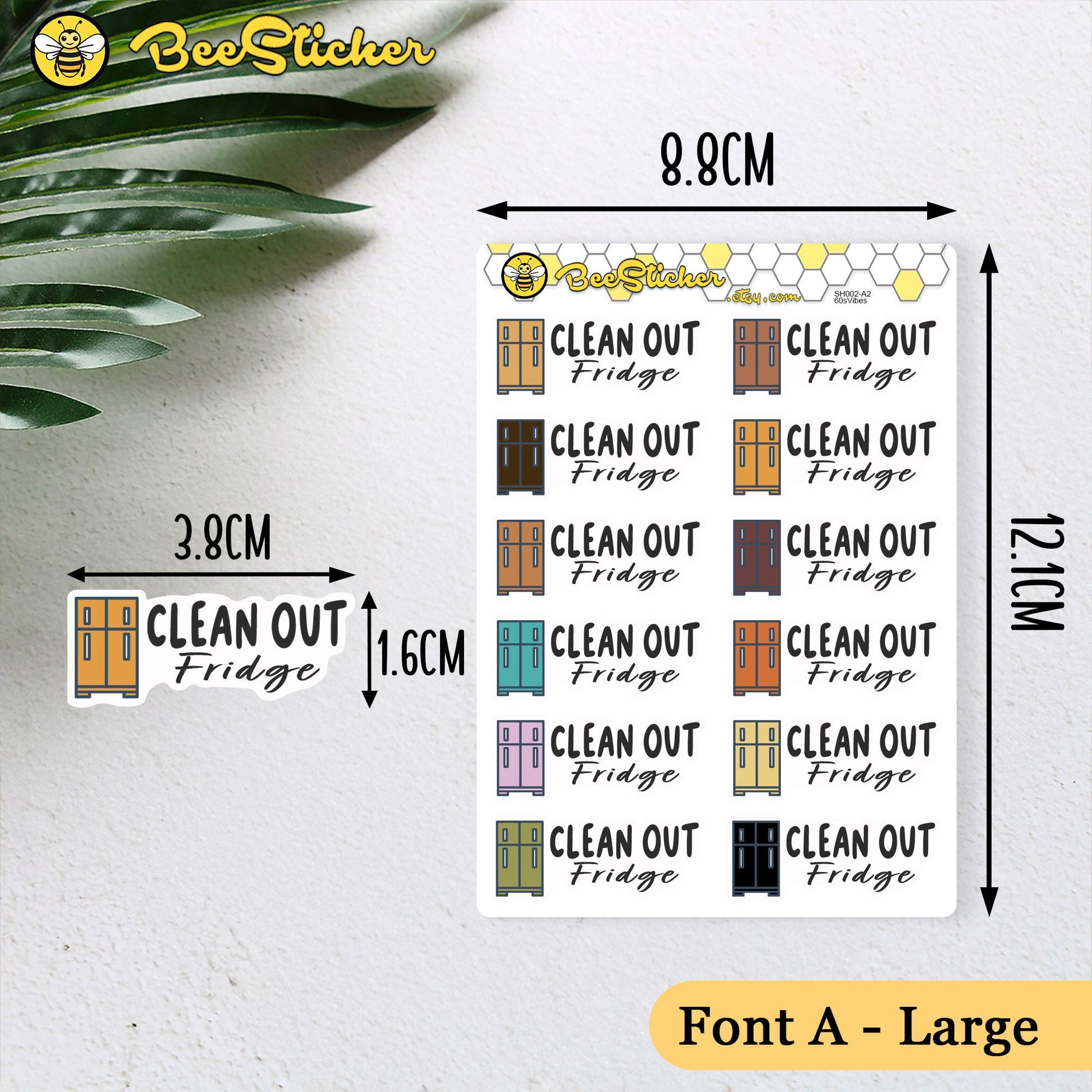 Clean Out Fridge Stickers | Choose from 2 fonts and multiple colors | Planner Stickers | SP010