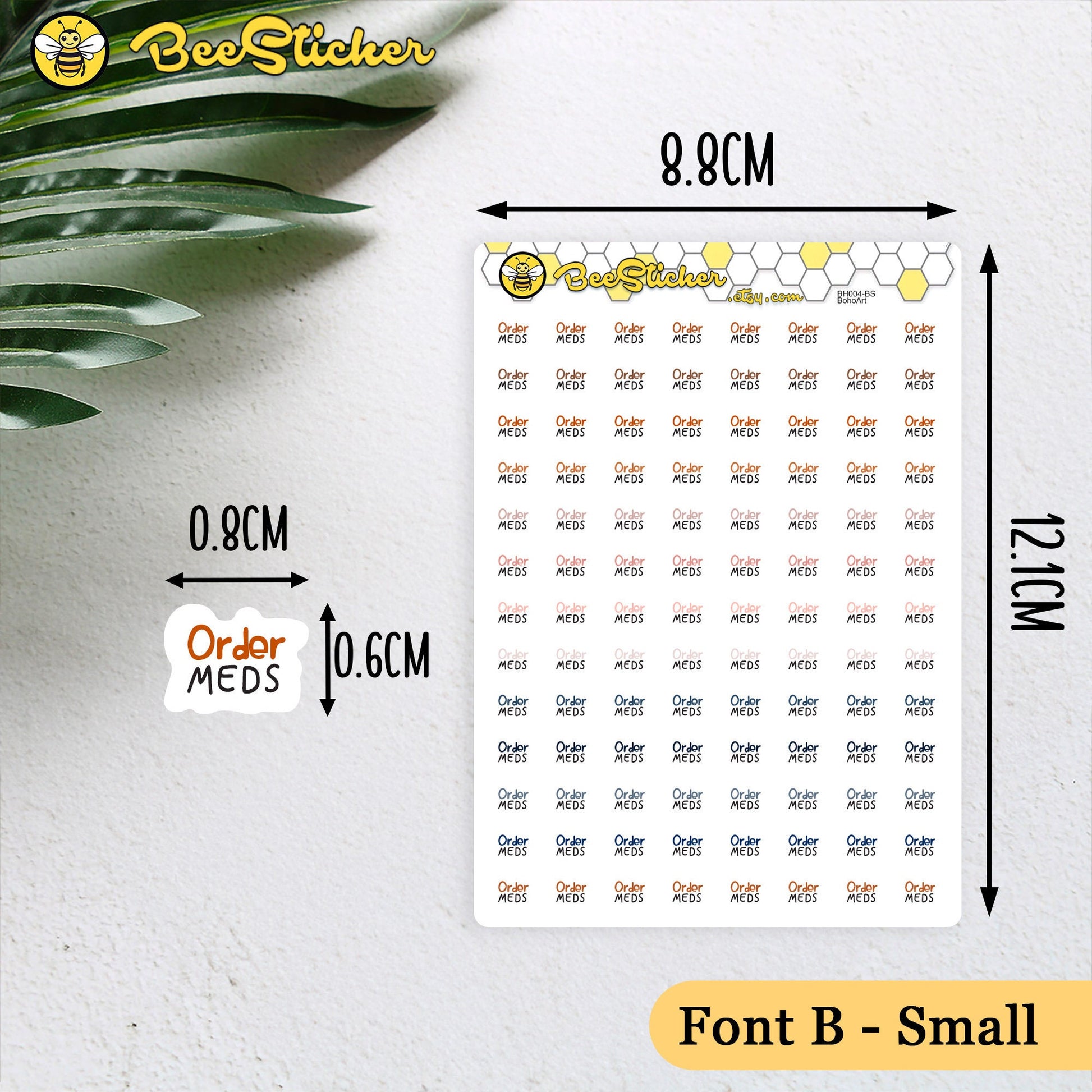 Order Meds | Choose from 2 fonts and multiple colors | Planner Stickers | BH004