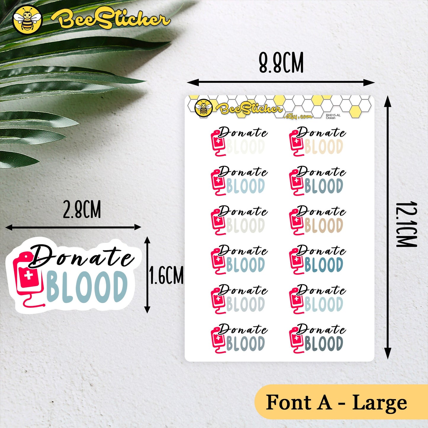 Donate Blood Stickers | Choose from 2 fonts and multiple colors | Planner Stickers | BH015