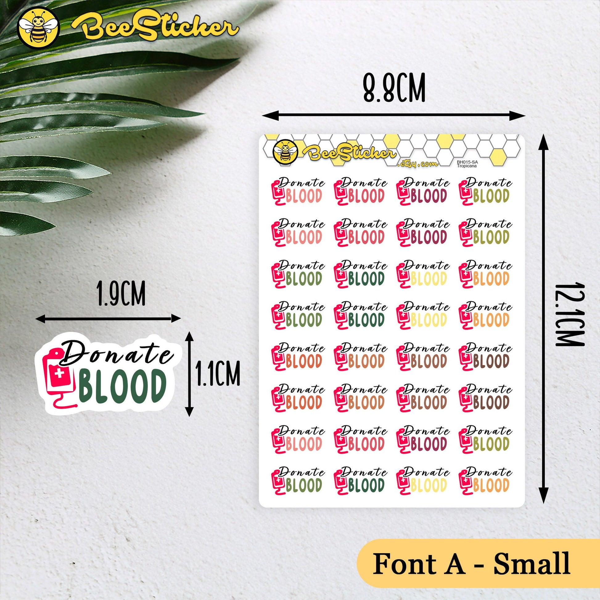 Donate Blood Stickers | Choose from 2 fonts and multiple colors | Planner Stickers | BH015
