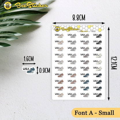 Walk Planner Stickers| Choose from 2 fonts and multiple colors | Planner Stickers | BH029