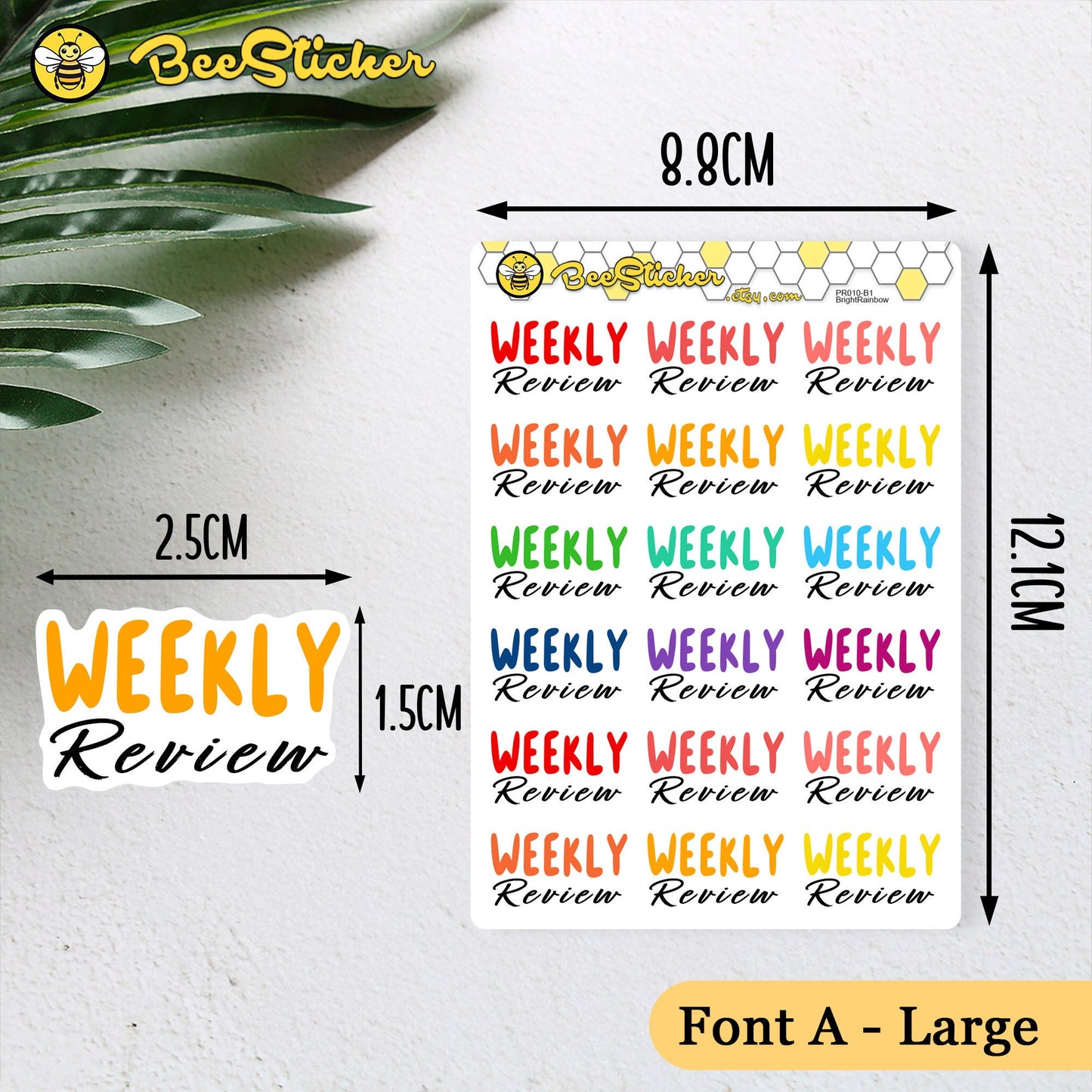 Weekly Review Stickers | Choose from 2 fonts and multiple colors | Planner Stickers | PD010