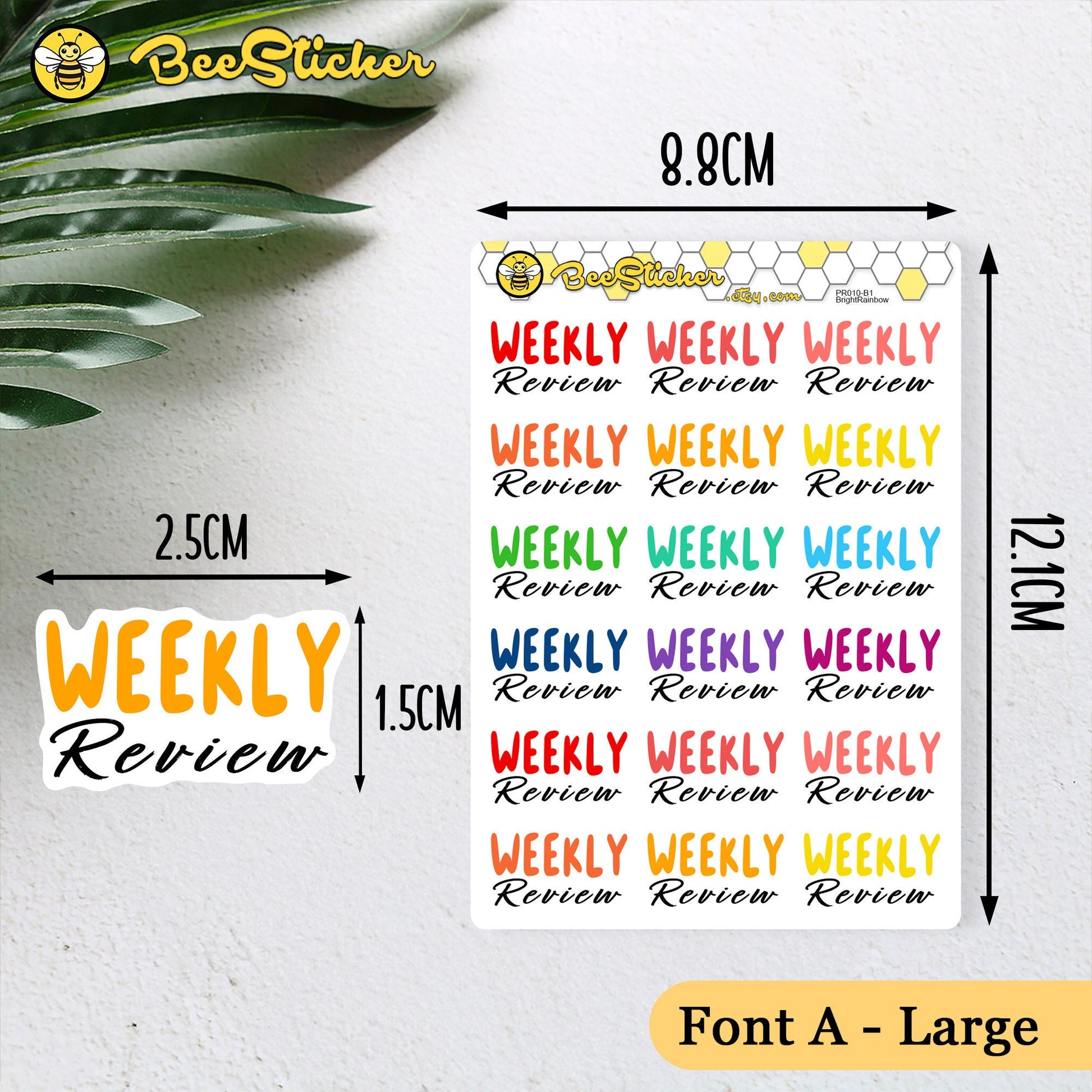 Weekly Review Stickers | Choose from 2 fonts and multiple colors | Planner Stickers | PD010
