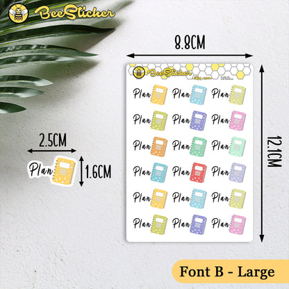 Plan Planner Stickers | Choose from multiple colors | Planner Stickers | PL005