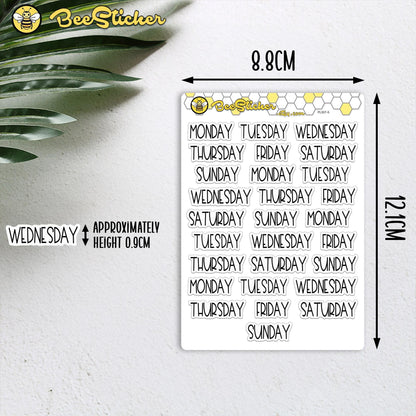 Days of The Week Stickers
