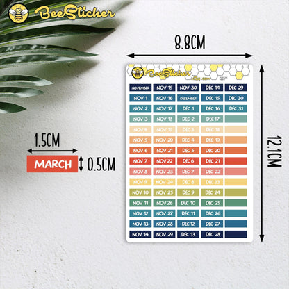 Small Individual Date Header Stickers