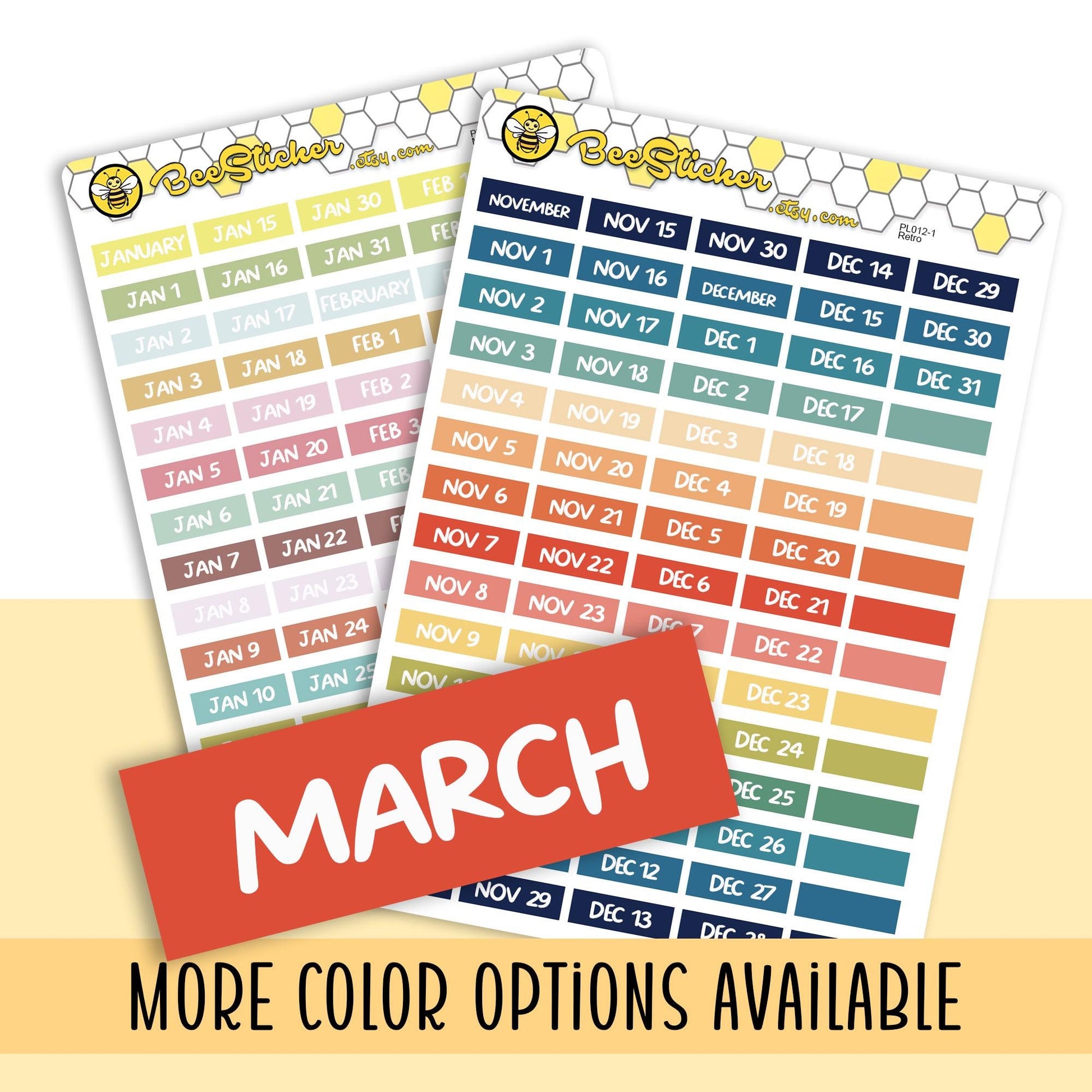 Small Individual Date Header Stickers