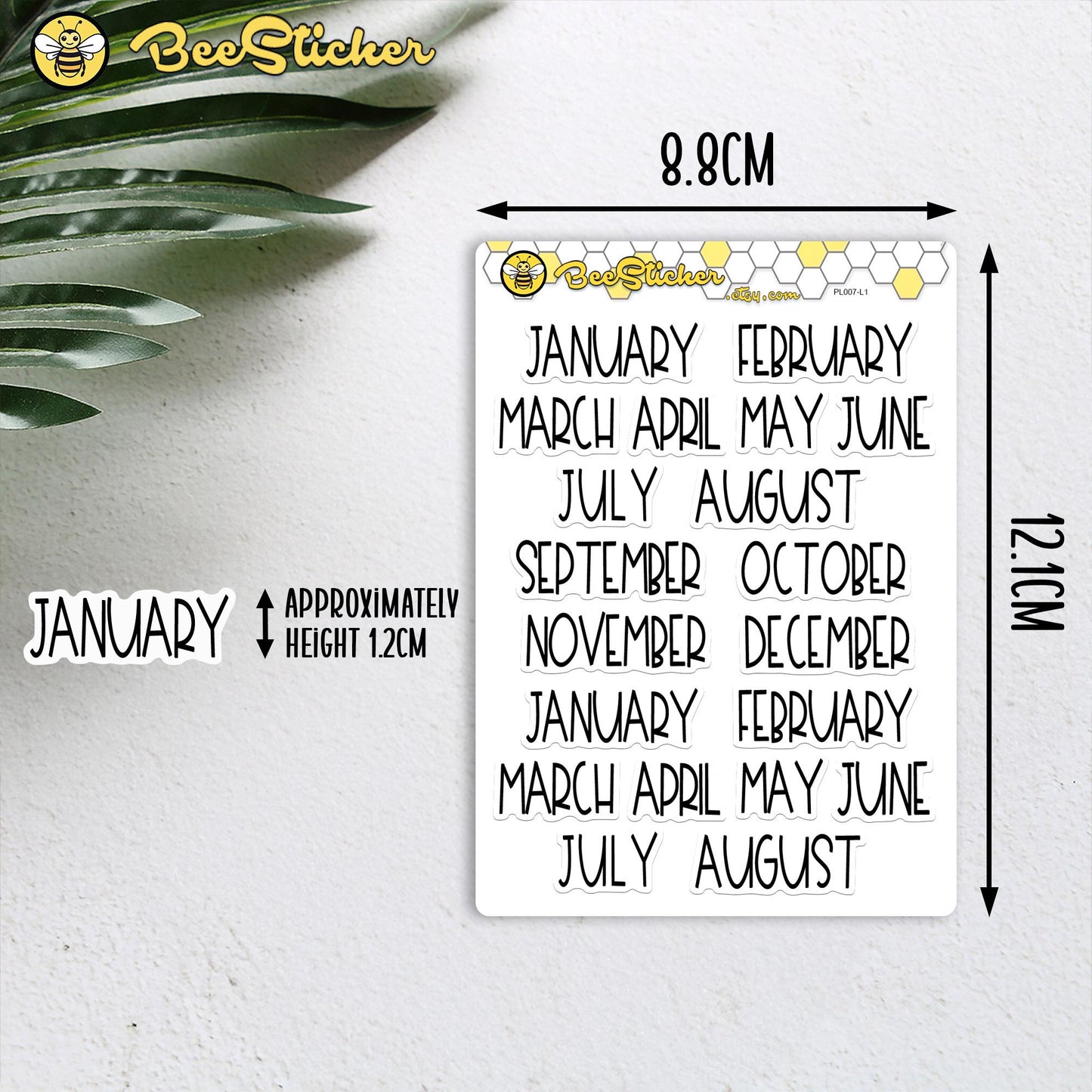 Mini Months of the Year Stickers | Choose from multiple colors | Planner Stickers | PL008