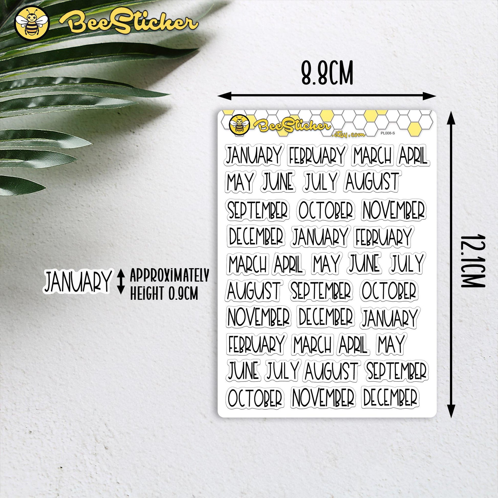Mini Months of the Year Stickers | Choose from multiple colors | Planner Stickers | PL008