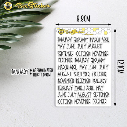 Mini Months of the Year Stickers | Choose from multiple colors | Planner Stickers | PL008