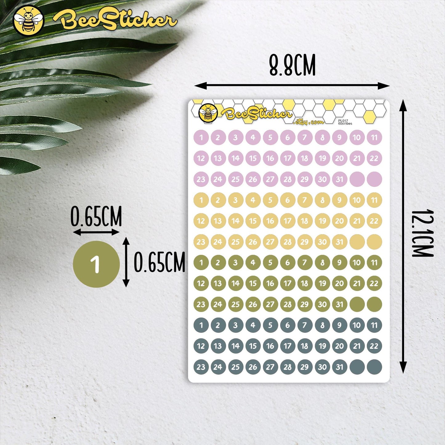 A Year of Date Dots Stickers