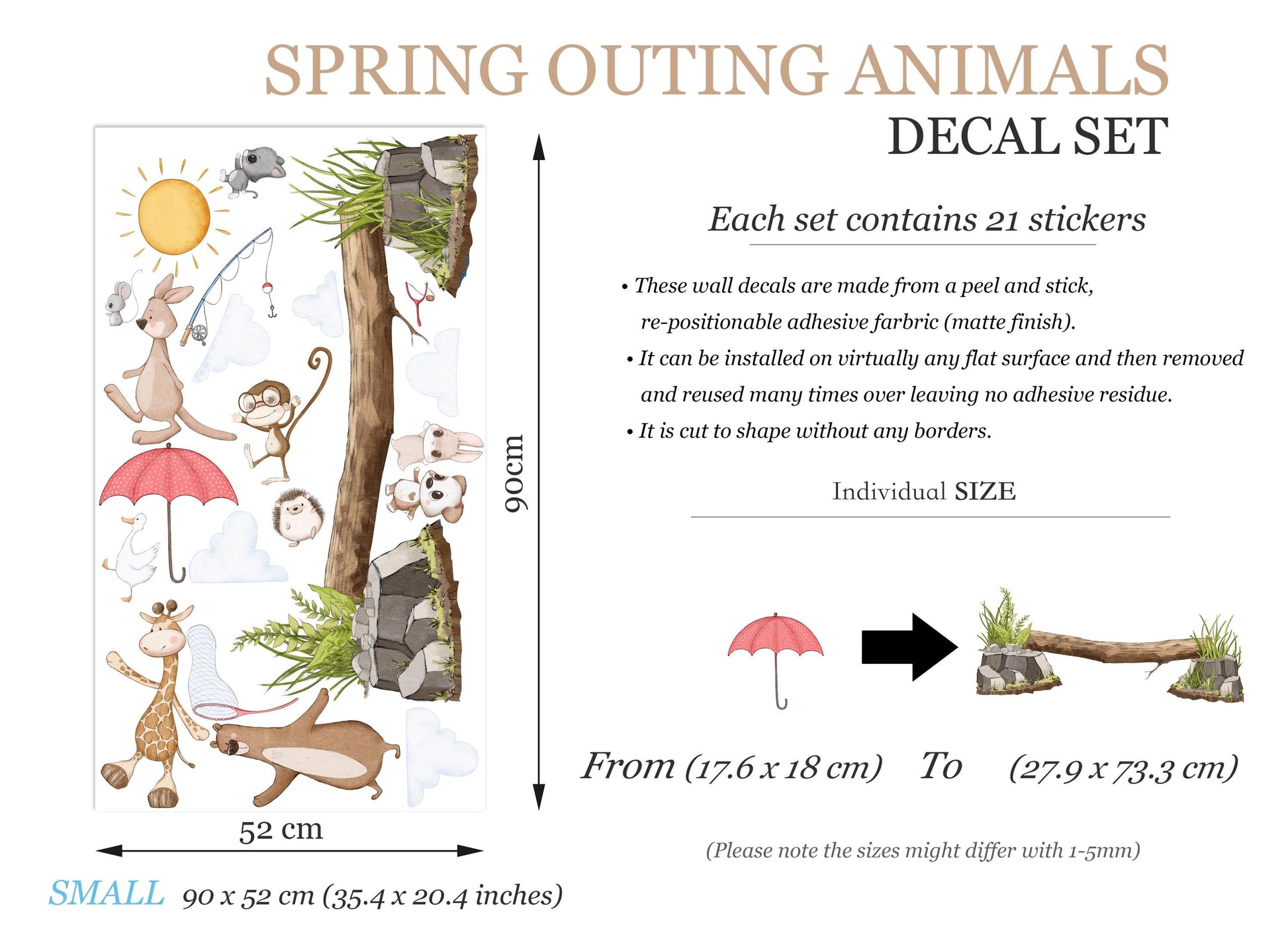 Spring Adventure Animals Wall Art - Koala, Giraffe, Bear, and Playful Puppies - Cute Cartoon Wall Art for Kids' Rooms - BR498